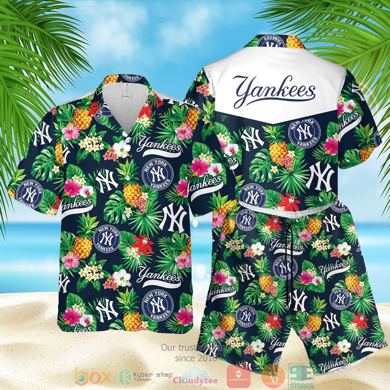 NEW New York Yankees MLB pineapple blue green Summer Hawaii Shirt, Shorts 5 New York Yankees MLB pineapple blue green Hawaiian Shirt Shorts