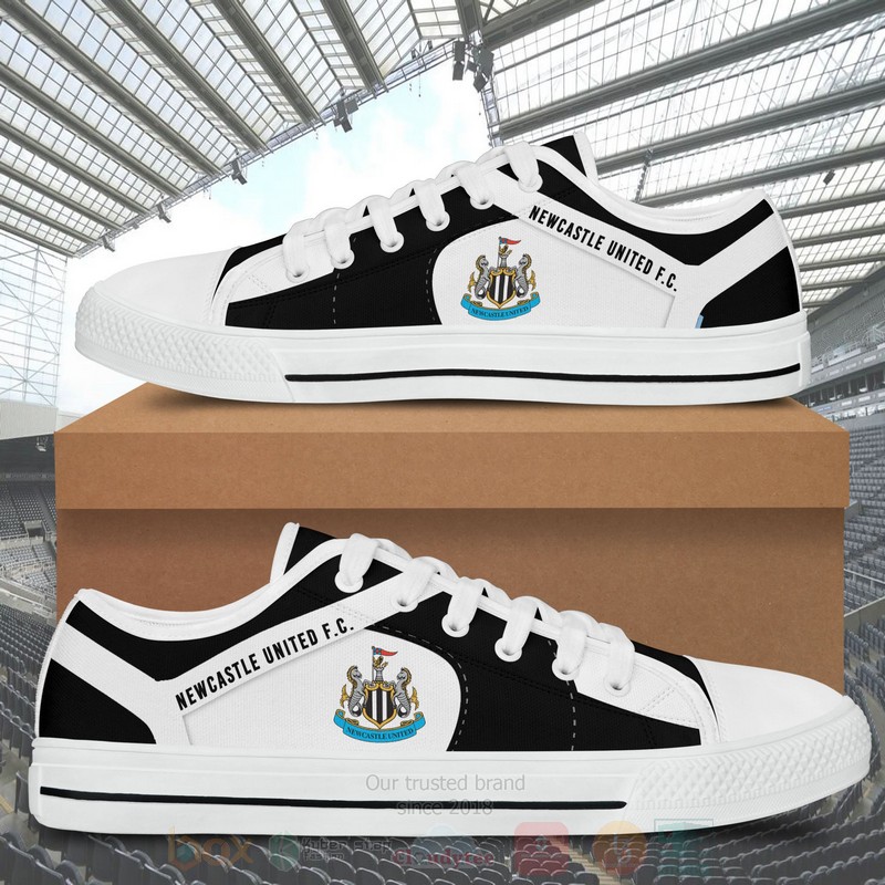 Newcastle United F C Black White Low Top Canvas Shoes