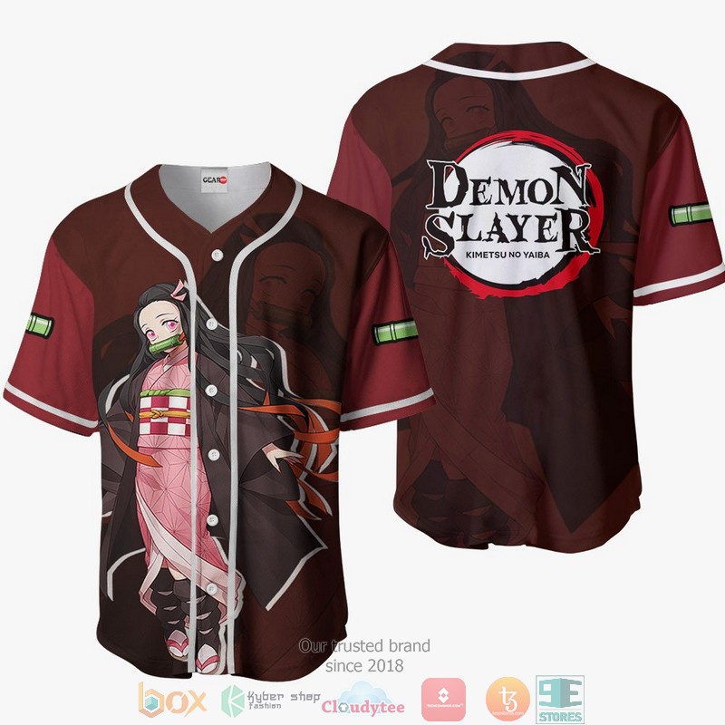 Nezuko Demon Slayer Red Baseball Jersey Shirt 6 Nezuko Demon Slayer Red Baseball Jersey Shirt
