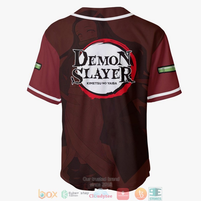 Nezuko Demon Slayer Red Baseball Jersey Shirt 3 Nezuko Demon Slayer Red Baseball Jersey Shirt 1 2