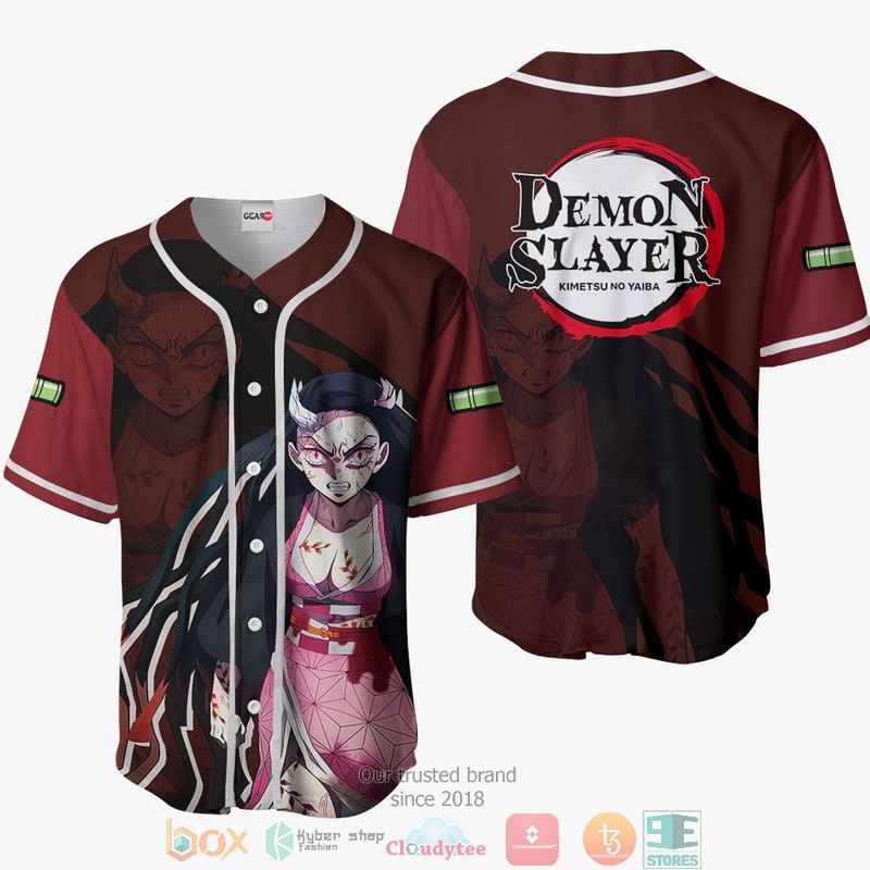 Nezuko Red Demon Slayer Baseball Jersey Shirt 6 Nezuko Red Demon Slayer Baseball Jersey Shirt