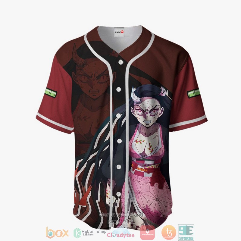 Nezuko Red Demon Slayer Baseball Jersey Shirt 2 Nezuko Red Demon Slayer Baseball Jersey Shirt 1