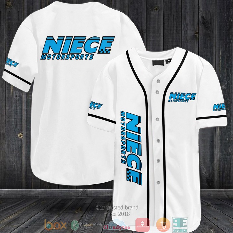 Niece Motorsports White Baseball Jersey 2 Niece Motorsports White Baseball Jersey