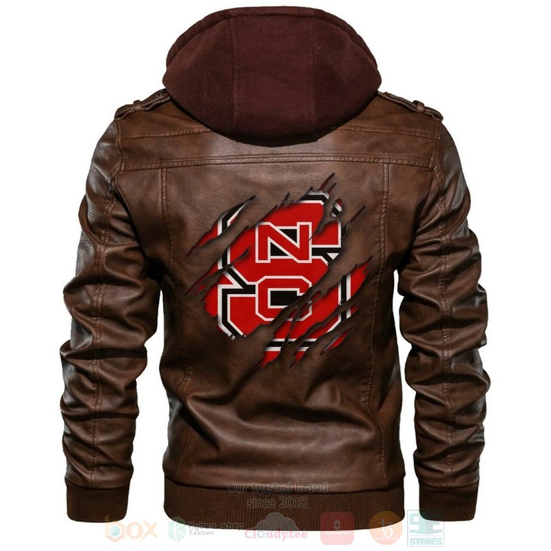 North Carolina State NCAA Brown Motorcycle Leather Jacket