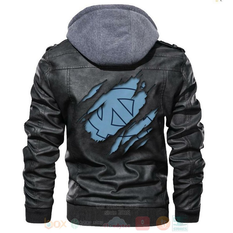 North Carolina Tar Heels NCAA Black Motorcycle Leather Jacket