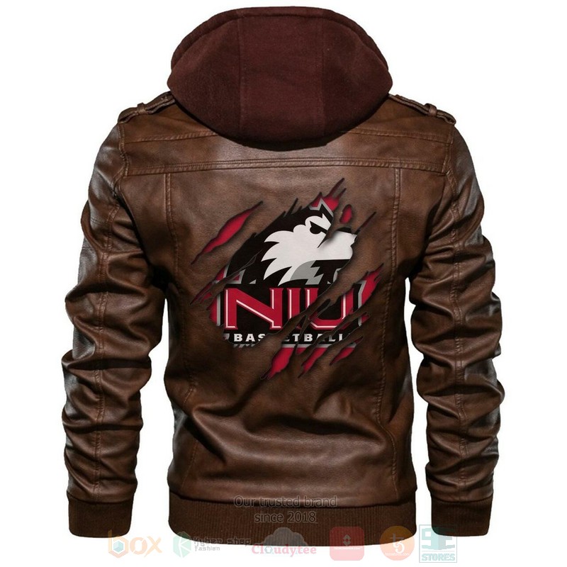 BEST NCAA Teams Northern Illinois Huskies Brown Motorcycle Rider Zipper Jacket Leather 5 Northern Illinois Huskies NCAA Brown Motorcycle Leather Jacket