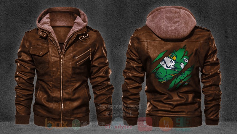Notre Dame Fighting Irish NCAA Black Motorcycle Leather Jacket
