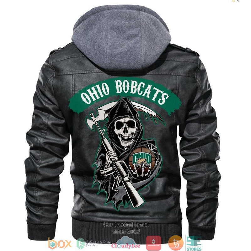 Ohio Bobcats NCAA Basketball Sons Of Anarchy Black Motorcycle Leather Jacket 1 Ohio Bobcats NCAA Basketball Sons Of Anarchy Black Motorcycle Leather Jacket