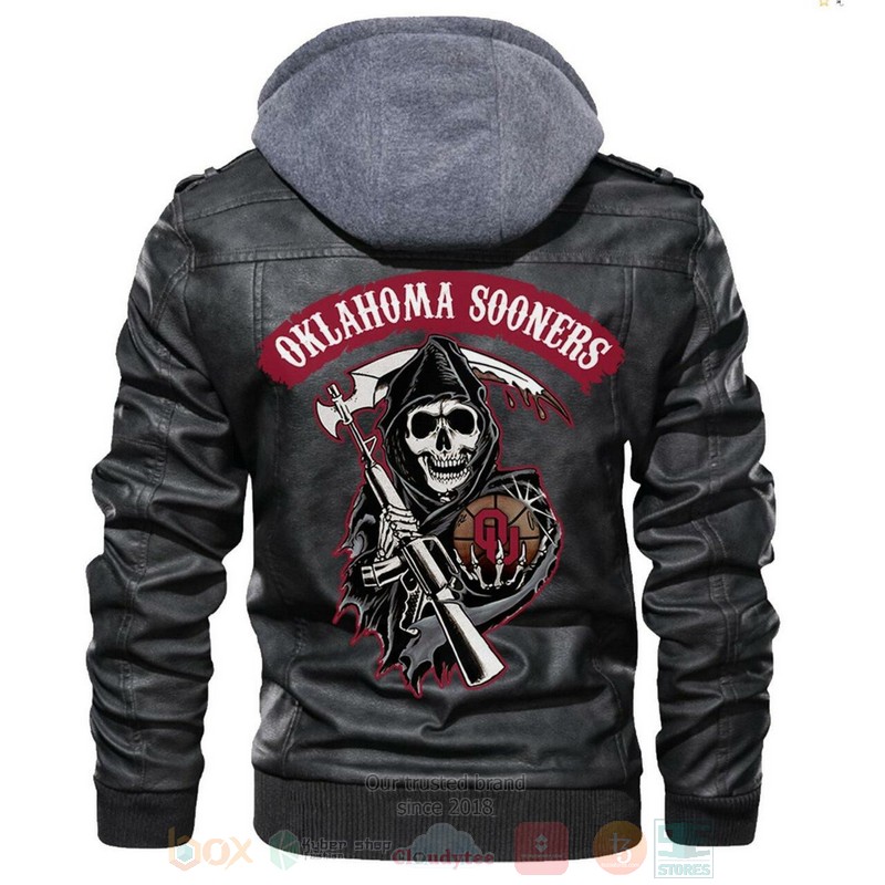 Oklahoma Sooners NCAA Sons of Anarchy Black Motorcycle Leather Jacket