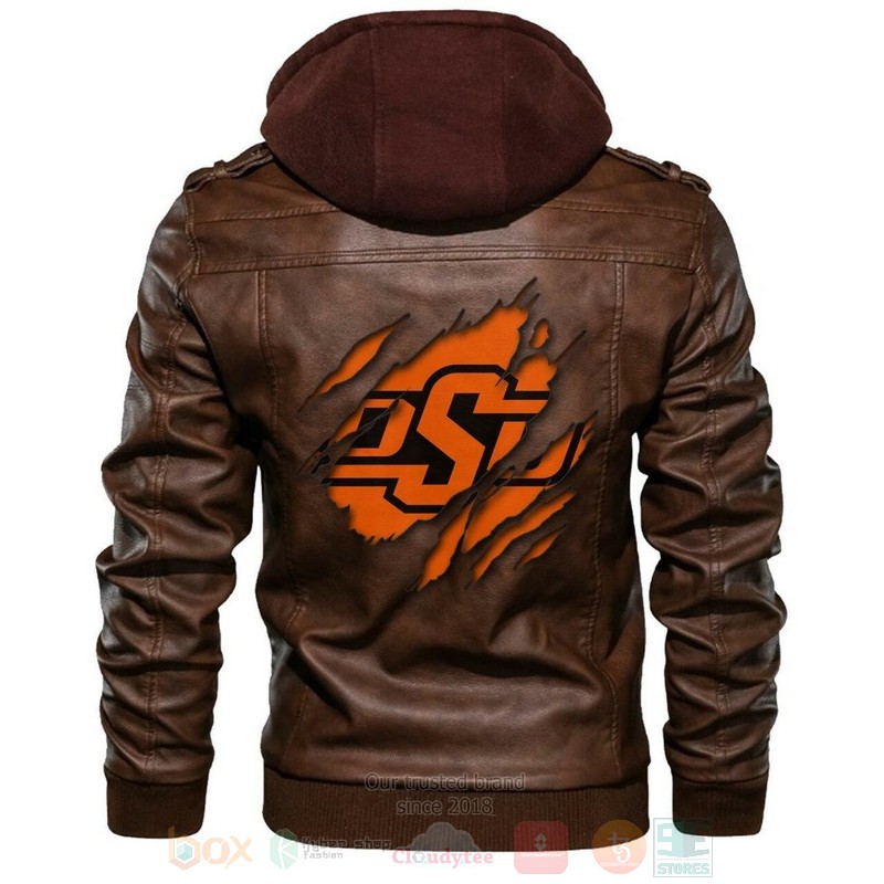 Oklahoma State Cowboys NCAA Brown Motorcycle Leather Jacket