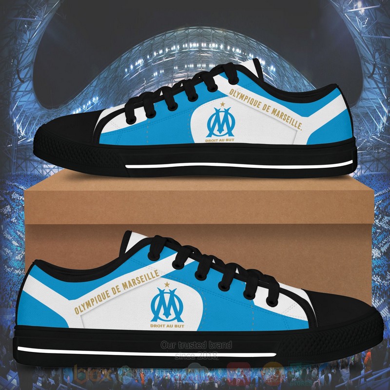 Olympique De Marseille Black White Low Top Canvas Shoes