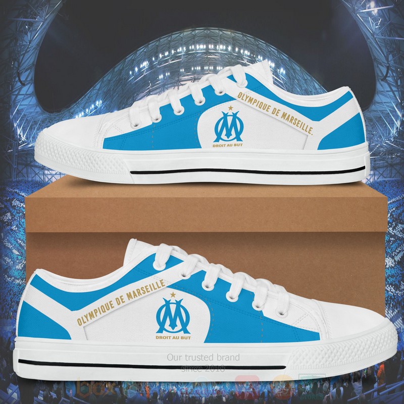 Olympique De Marseille Black White Low Top Canvas Shoes 1
