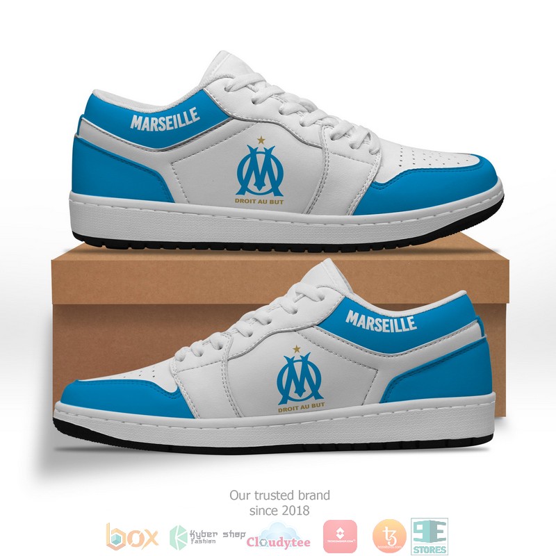 NEW Olympique de Marseille blue Air Jordan low top Sneakers Shoes 2 Olympique de Marseille blue Air Jordan low top shoes 1