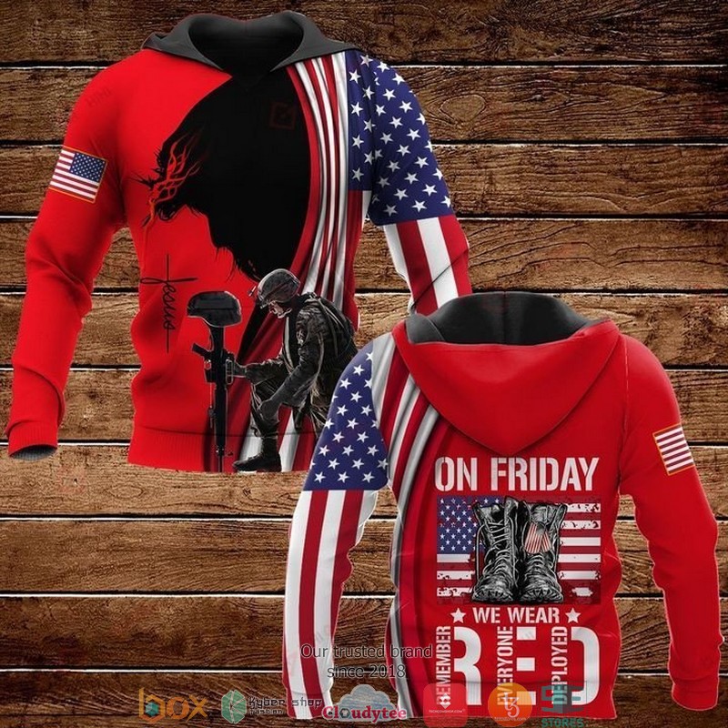 On Friday we were Red Jesus Army US flag 3d hoodie zip hoodie
