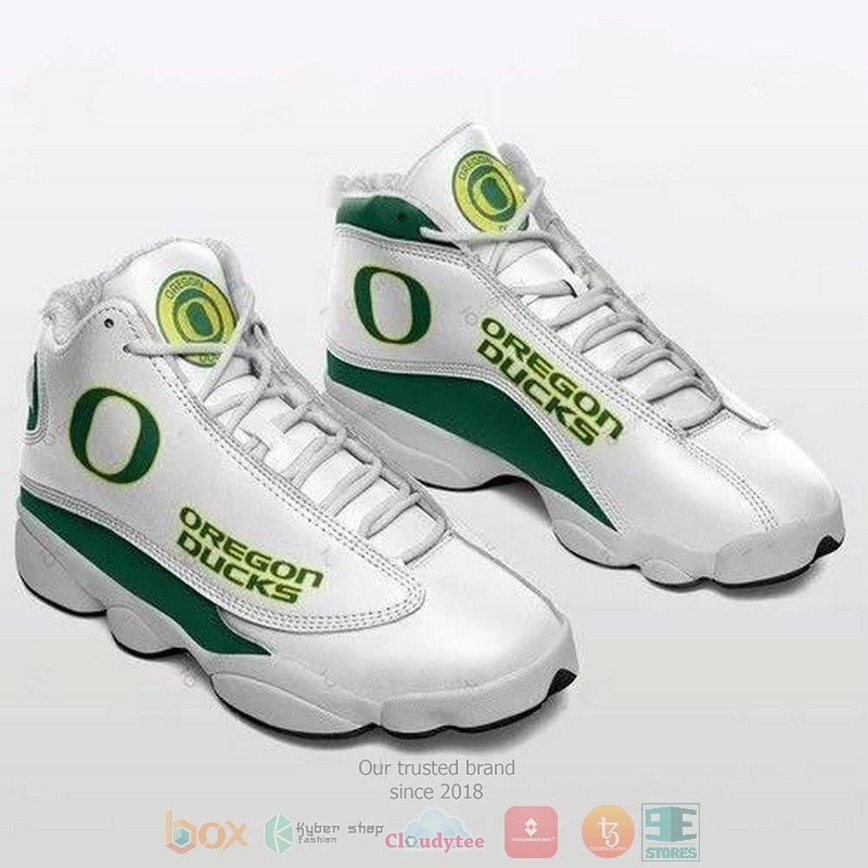 NEW Oregon Ducks Football team logo Air Jordan 13 shoes sneakers 2 Oregon Ducks Football team logo Air Jordan 13 shoes