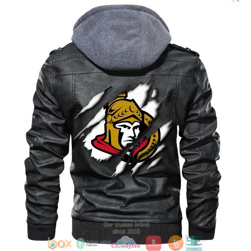 Ottawa Senators NHL Hockey Sons Of Anarchy Black Motorcycle Leather Jacket