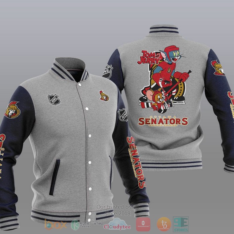 NEW Ottawa Senators NHL Tom And Jerry Varsity Baseball Jacket 2 Ottawa Senators NHL Tom And Jerry Baseball Jacket 1