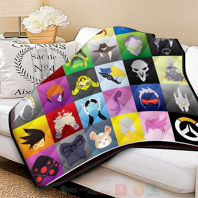 BEST Overwatch Heroes Game Quilted Fabric 2 Overwatch Heroes Game Quilt 1