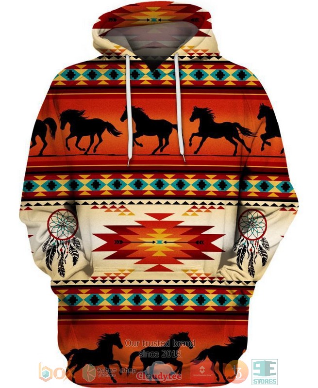 HOT Native Horse Pattern All Over Printed 3D Shirt, Hoodie 1 Native Horse Pattern 3D Shirt Hoodie