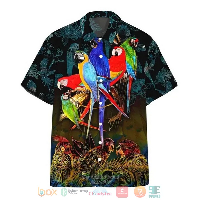 HOT Parrot Colorful Short Sleeve Hawaii Shirt 3 Parrot Colorful Hawaiian Shirt