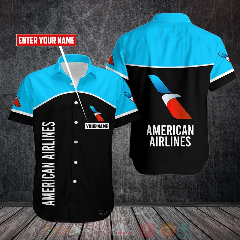 NEW Personalized American Airlines black blue custom Hawaii Shirt 2 Personalized American Airlines black blue custom Hawaiian shirt