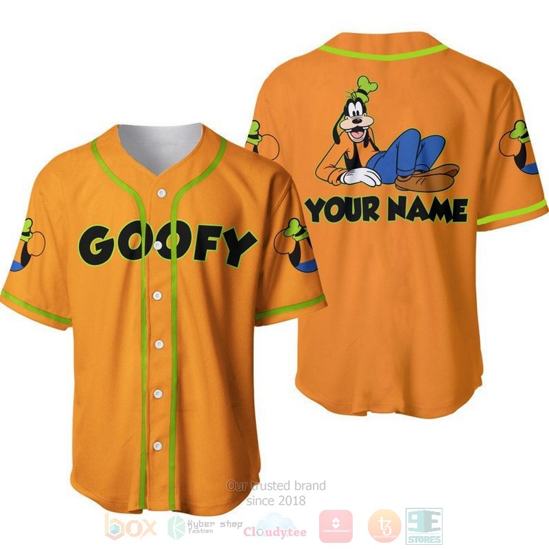 BEST Personalized Chilling Goofy Dog Disney Printed Orange Baseball Jersey Shirt 6 Personalized Chilling Goofy Dog Disney All Over Print Orange Baseball Jersey