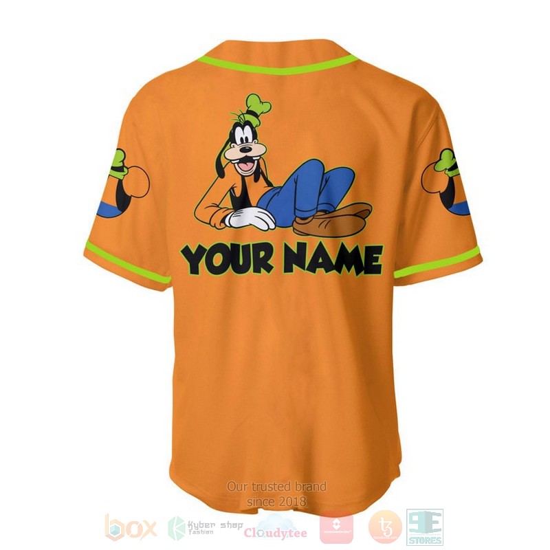 BEST Personalized Chilling Goofy Dog Disney Printed Orange Baseball Jersey Shirt 2 Personalized Chilling Goofy Dog Disney All Over Print Orange Baseball Jersey 1