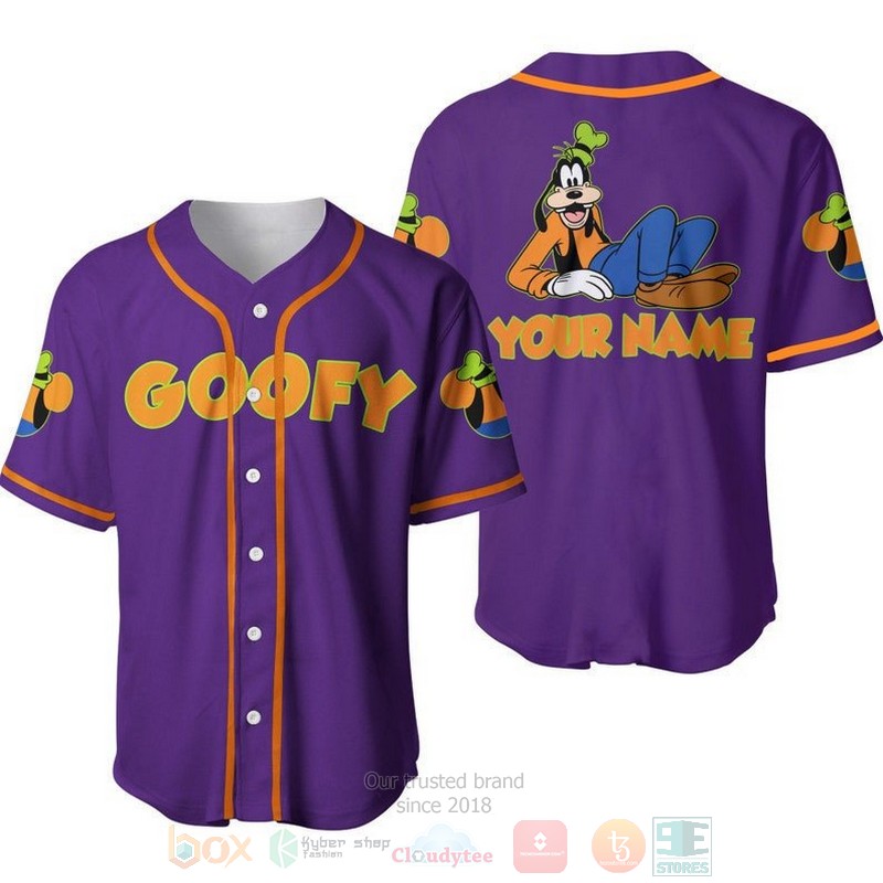 Personalized Chilling Goofy Dog Disney All Over Print Purple Baseball Jersey