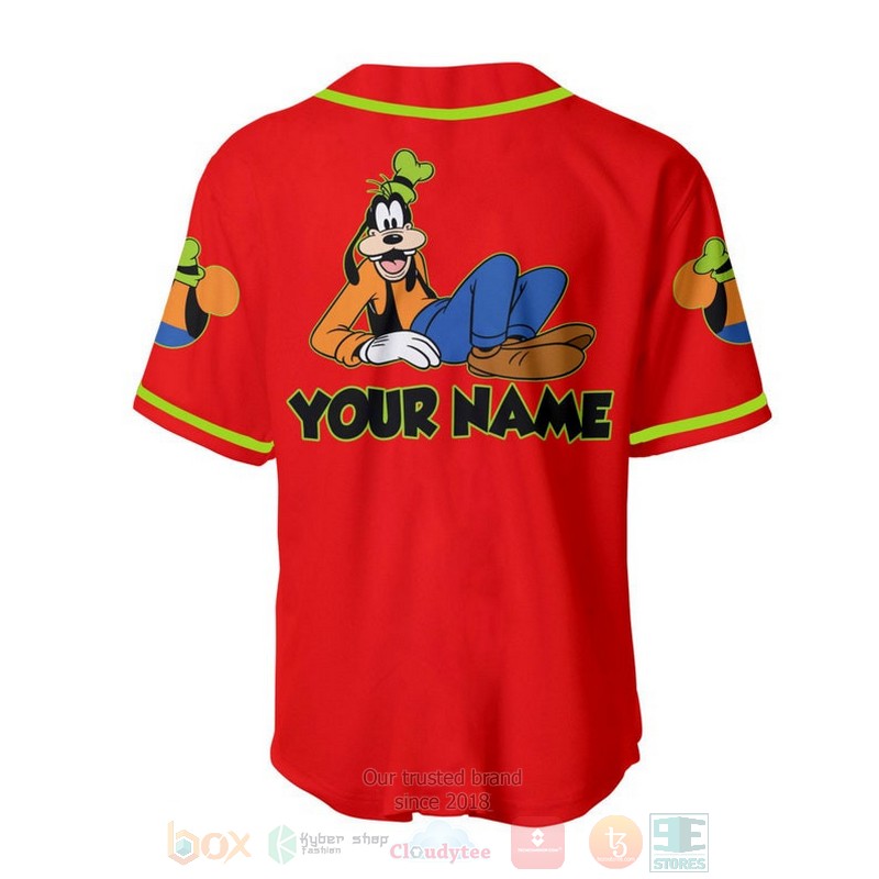 BEST Personalized Chilling Goofy Dog Disney Printed Red Baseball Jersey Shirt 2 Personalized Chilling Goofy Dog Disney All Over Print Red Baseball Jersey 1