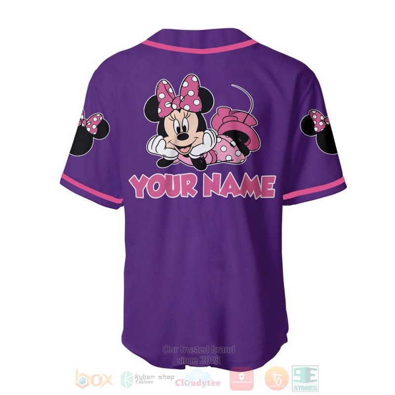 BEST Personalized Chilling Minnie Mouse Disney Printed Purple Baseball Jersey Shirt 2 Personalized Chilling Minnie Mouse Disney All Over Print Purple Baseball Jersey 1