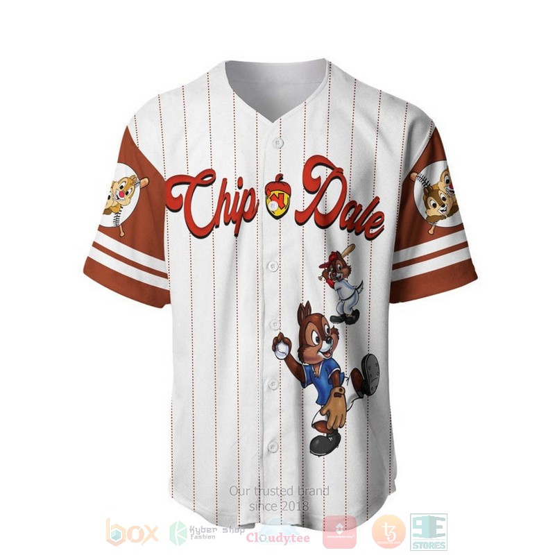 BEST Personalized Chipmunks Chip & Dale Printed Pinstripe White Baseball Jersey Shirt 2 Personalized Chipmunks Chip Dale All Over Print Pinstripe White Baseball Jersey 1