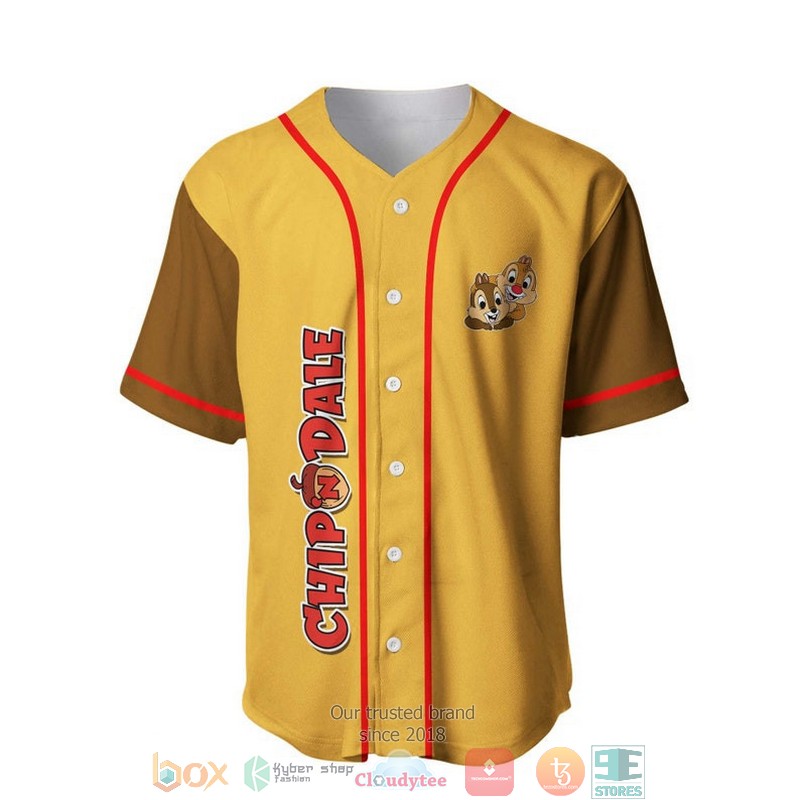 Personalized Chipmunks Chip 'n' Dale Gold Brown Baseball Jersey 2 Personalized Chipmunks Chip n Dale Gold Brown Baseball Jersey 1