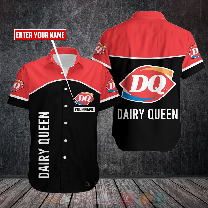 Personalized Dairy Queen black red custom Hawaiian shirt