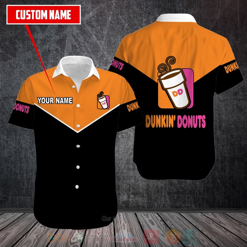 NEW Personalized Dunkin’ Donuts black orange custom Hawaii Shirt 1 Personalized Dunkin Donuts black orange custom Hawaiian shirt