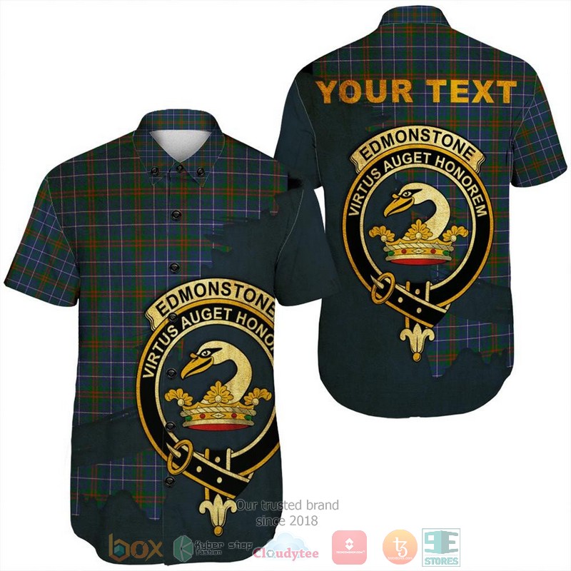 NEW Personalized Edmonstone Tartan Crest Hawaii Shirt 1 Personalized Edmonstone Tartan Crest Custom Hawaiian Shirt