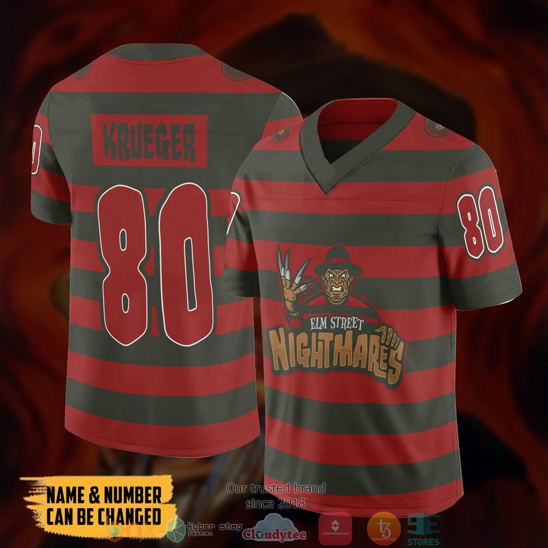 NEW Personalized Elm Street Nightmares Custom Football jersey shirt 4 Personalized Elm Street Nightmares Custom Football Jersey 1 2 3