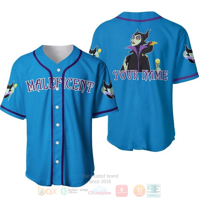 Personalized Evil Queen Maleficent Disney All Over Print Blue Baseball Jersey