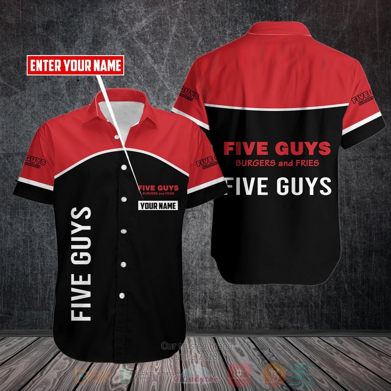 Personalized Five Guys Burgers and Fries black red custom Hawaiian shirt