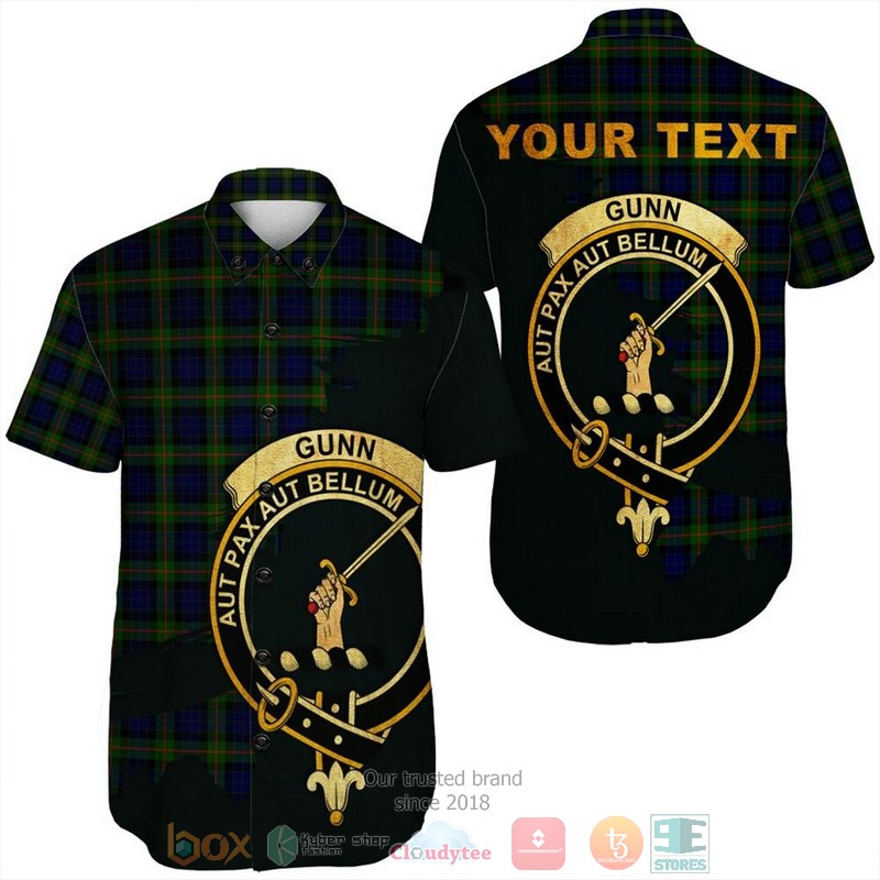 NEW Personalized Gunn Weathered Tartan Crest Hawaii Shirt 7 Personalized Gunn Weathered Tartan Crest Custom Hawaiian Shirt