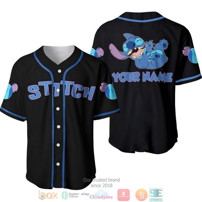 Personalized Happy Stitch Disney Black Baseball Jersey 4 Personalized Happy Stitch Disney Black Baseball Jersey