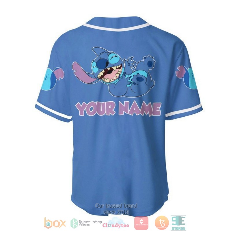 Personalized Happy Stitch Disney Blue Baseball Jersey 2 Personalized Happy Stitch Disney Blue Baseball Jersey 1