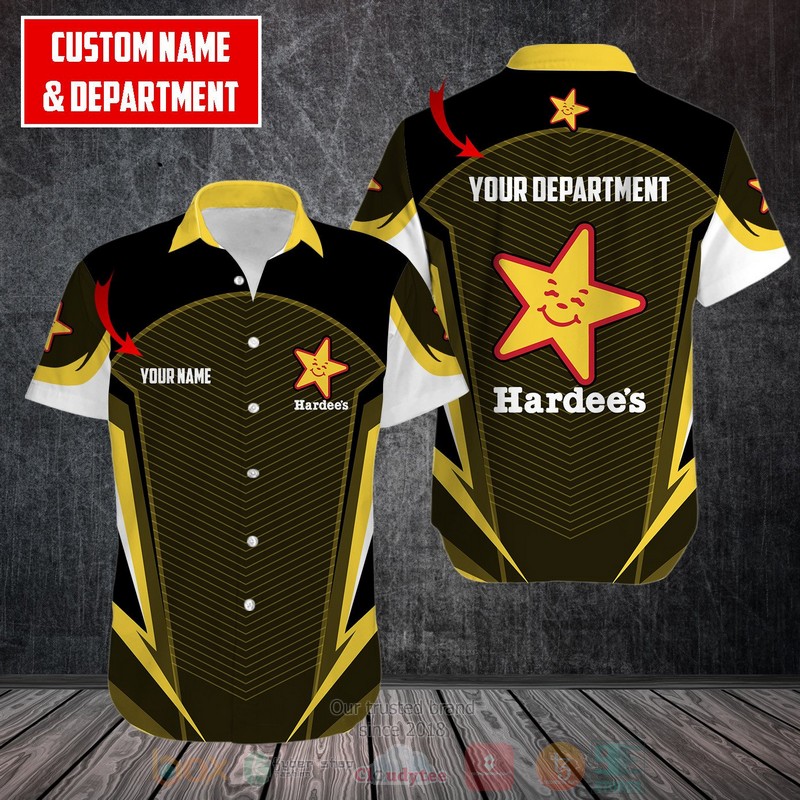 NEW Personalized Hardee's yellow black custom Hawaii Shirt 1 Personalized Hardees yellow black custom Hawaiian shirt