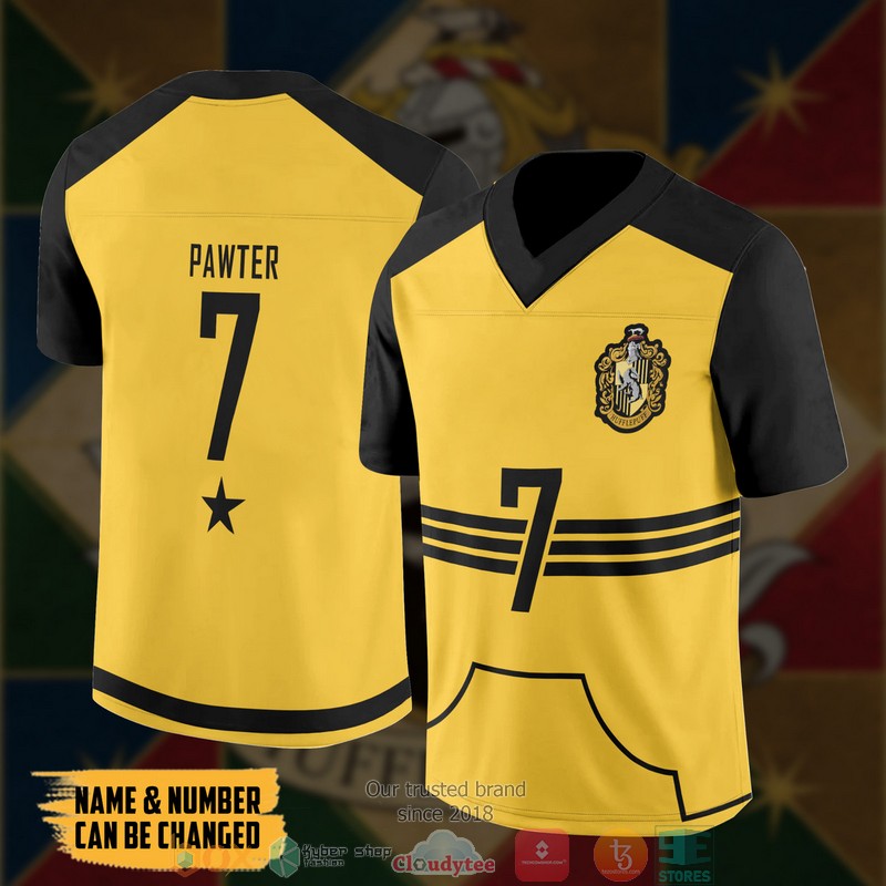 NEW Personalized Harry Potter Quidditch Hufflepuff Custom Football jersey shirt 4 Personalized Harry Potter Quidditch Hufflepuff Custom Football Jersey 1 2 3