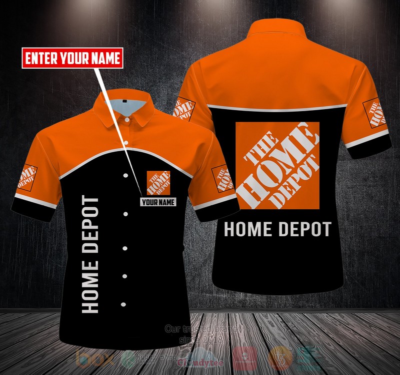 Personalized Home Depot orange black custom Hawaiian shirt