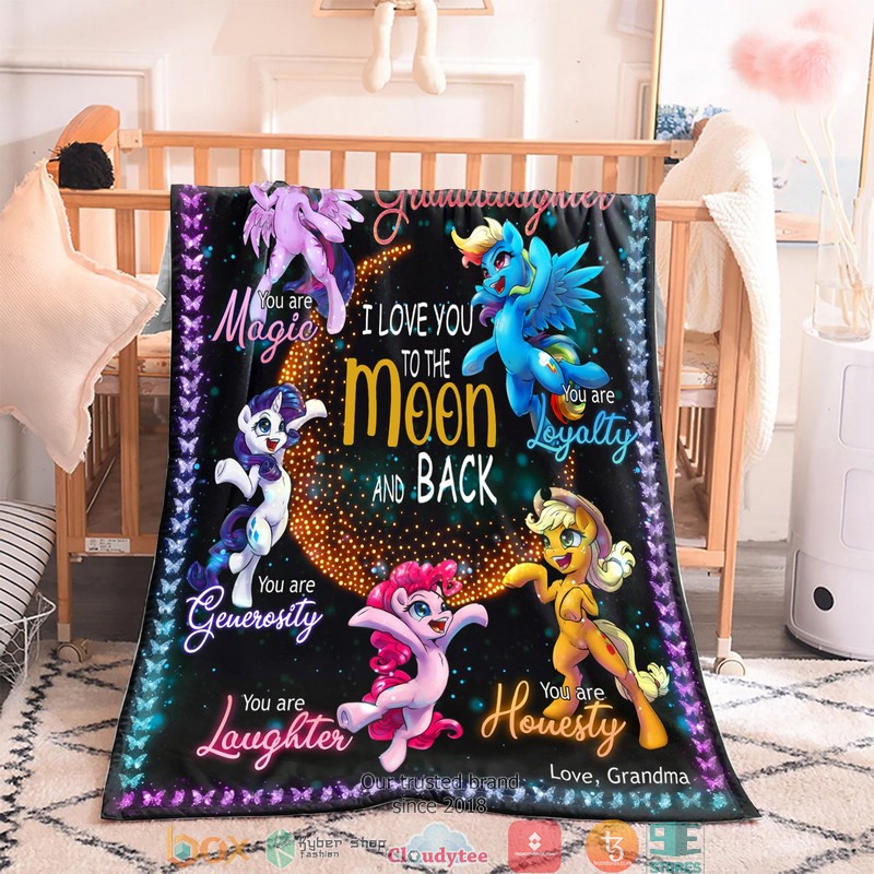 Personalized I Love You To The Moon And Back Pony Blanket 1 2 3