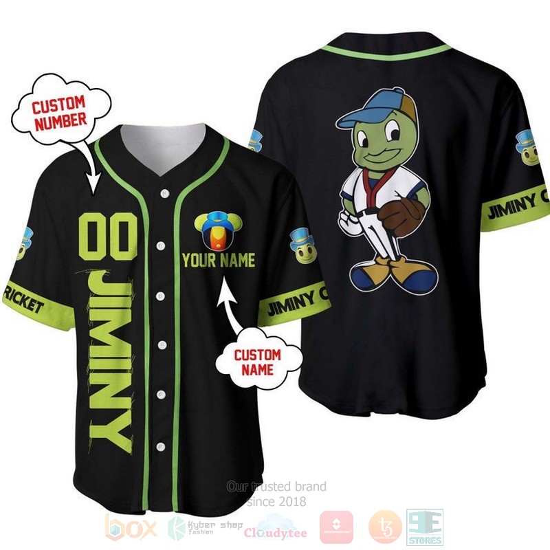 BEST Personalized Jiminy Cricket Disney Printed Black Baseball Jersey Shirt 3 Personalized Jiminy Cricket Disney All Over Print Black Baseball Jersey