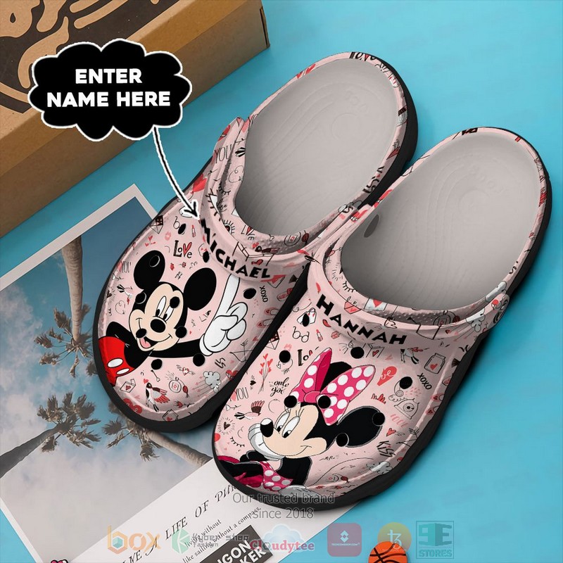Personalized Love Mickey Minnie pink custom Crocband Clog 1