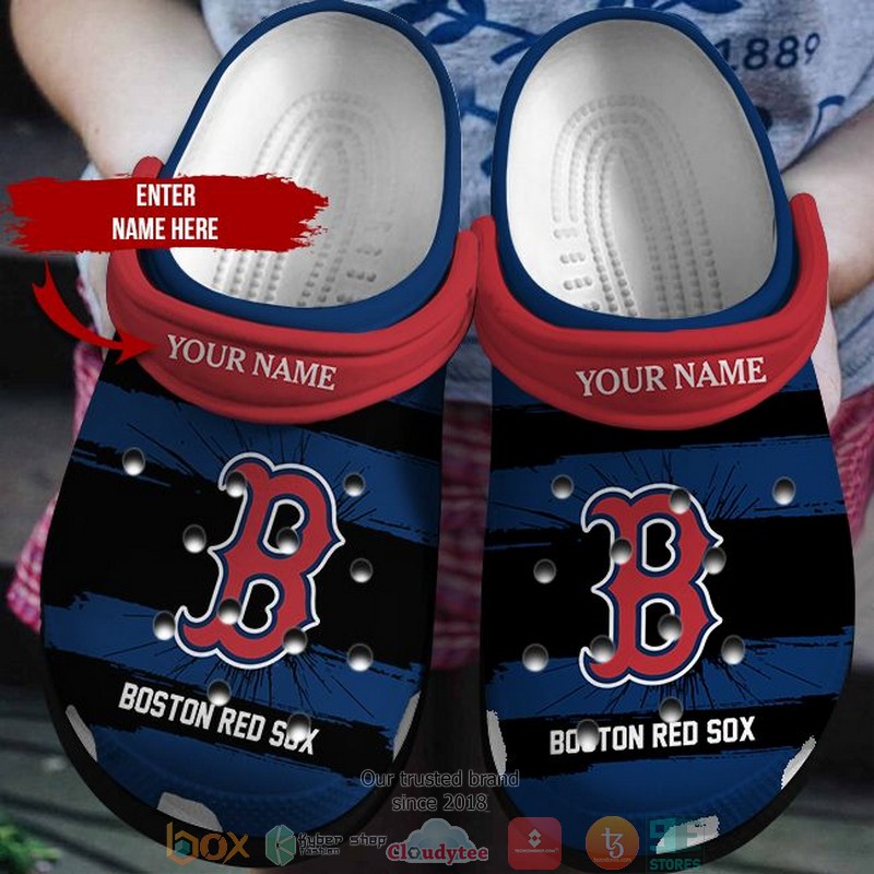 Personalized MLB Boston Red Sox Blue Black Crocs Crocband Clog