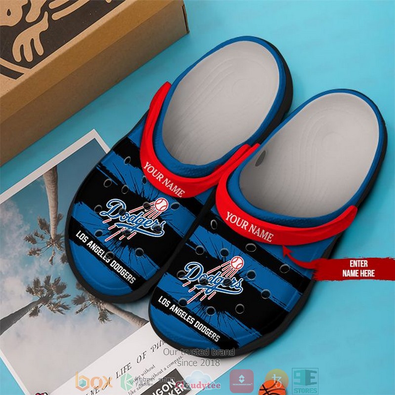 Personalized MLB Los Angeles Dodgers Blue Black Crocs Crocband Clog 2 Personalized MLB Los Angeles Dodgers Blue Black Crocs Crocband Clog 1
