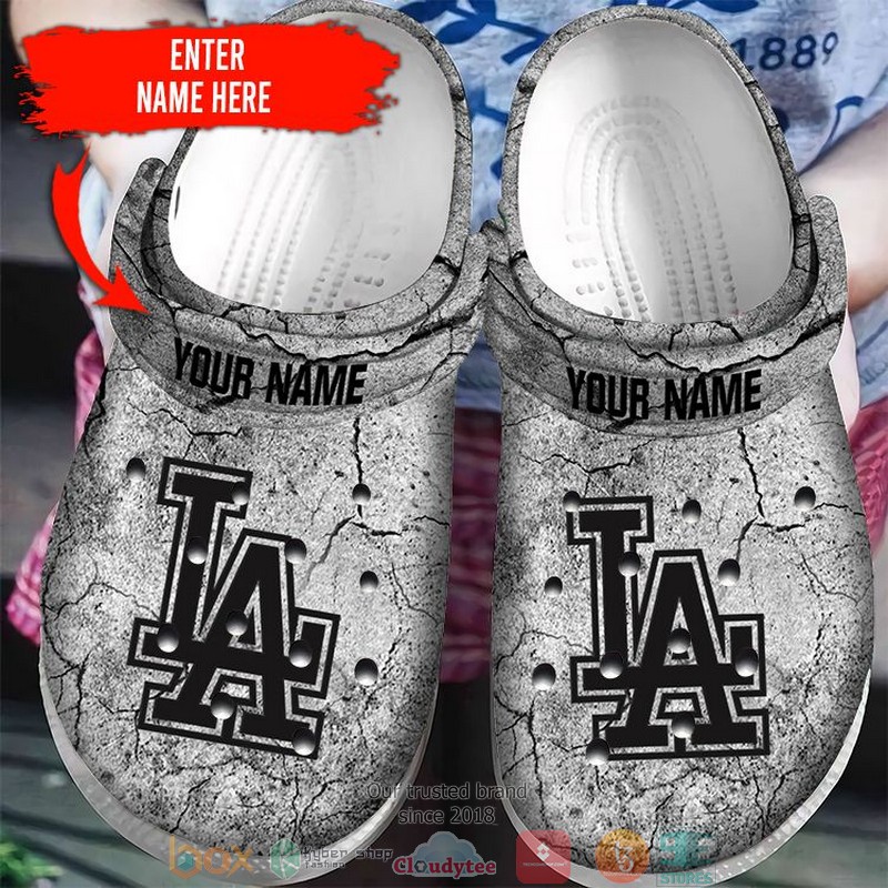 Personalized MLB Los Angeles Dodgers Grey Crocs Crocband Clog 2 Personalized MLB Los Angeles Dodgers Grey Crocs Crocband Clog 1